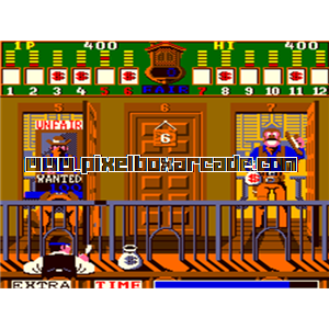 Pixelbox Arcade - Bank Panic (1984), a Shooter / 1st Person game by [Sanritsu] Sega