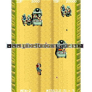 Pixelbox Arcade - Battle Lane! Vol. 5 (1986), a Shooter / Driving Vertical game by Technos (Taito license)