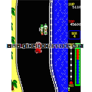 Pixelbox Arcade - The Battle-Road (1984), a Shooter / Driving Vertical game by Irem