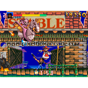 Pixelbox Arcade - Biomechanical Toy (1995), a Platform / Shooter Scrolling game by Gaelco