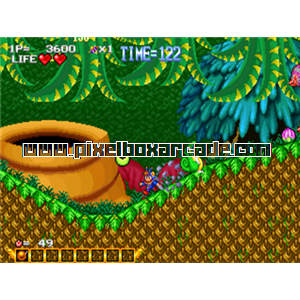 Pixelbox Arcade - Blue's Journey (1990), a Platform / Fighter Scrolling game by Alpha Denshi Co.