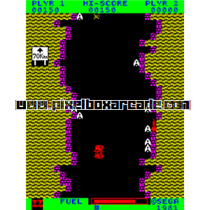 Pixelbox Arcade - Borderline (1981), a Shooter / Driving Vertical game by bootleg