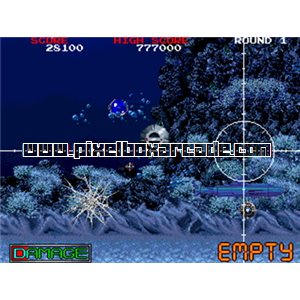 Pixelbox Arcade - Battle Shark (1989), a Shooter / Flying 1st Person game by Taito America Corporation