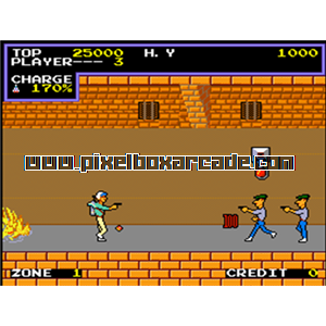 Pixelbox Arcade - Cop 01 (1985), a Platform / Shooter Scrolling game by Nichibutsu