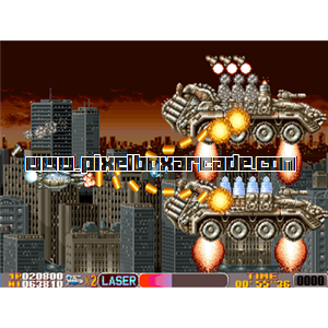 Pixelbox Arcade - Cosmic Cop (1991), a Shooter / Flying Horizontal game by Irem