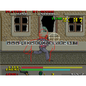 Pixelbox Arcade - Dead Angle (1988), a Shooter / 1st Person game by Seibu Kaihatsu