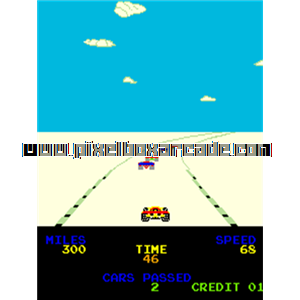 Pixelbox Arcade - Driving Force (1984), a Driving / Race (chase view) game by Shinkai Inc. (Magic Eletronics Inc. licence)