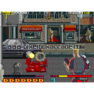 Pixelbox Arcade - Dynamite Duke (1989), a Shooter / 3rd Person game by Seibu Kaihatsu (Fabtek license)