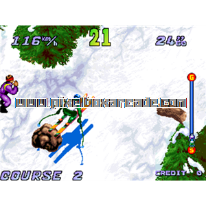 Pixelbox Arcade - Extreme Downhill (1995), a Sports / Skiing game by Sammy Industries Japan