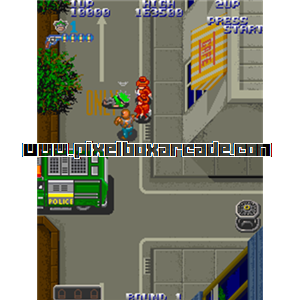 Pixelbox Arcade - Gang Busters (1988), a Shooter / Walking game by Konami