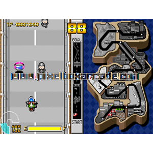 Pixelbox Arcade - Masked Riders Club Battle Race (1993), a Driving / Race Bike game by Toei / Banpresto