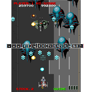 Pixelbox Arcade - Master of Weapon (1989), a Shooter / Flying Vertical game by Taito Corporation Japan