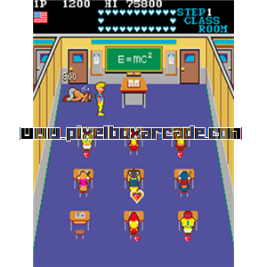 Pixelbox Arcade - Mikie (1984), a Maze / Fighter game by Konami