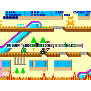Pixelbox Arcade - Momoko 120% (1986), a Platform / Run Jump game by Jaleco