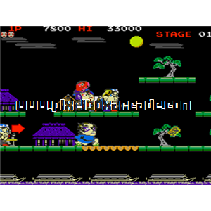 Pixelbox Arcade - Mr. Goemon (1986), a Platform / Fighter Scrolling game by Konami