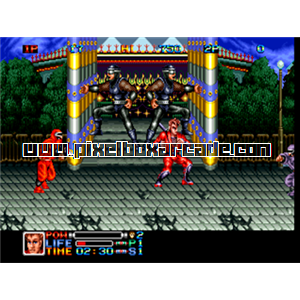 Pixelbox Arcade - Ninja Combat (1990), a Fighter / 2.5D game by Alpha Denshi Co.