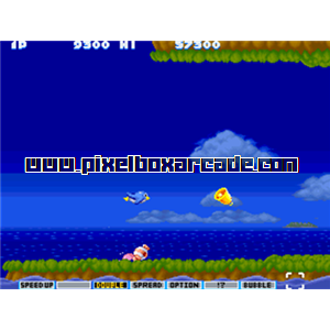 Pixelbox Arcade - Parodius DA! (1990), a Shooter / Flying Horizontal game by Konami