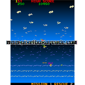 Pixelbox Arcade - Rescue (1982), a Shooter / Flying game by Stern