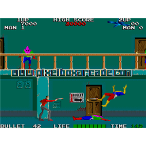 Pixelbox Arcade - Rolling Thunder (1986), a Platform / Shooter Scrolling game by Namco