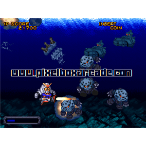 Pixelbox Arcade - SD Gundam Psycho Salamander no Kyoui (1991), a Shooter / Walking game by Banpresto / Bandai