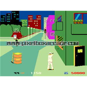 Pixelbox Arcade - Shoot Out (1985), a Shooter / 3rd Person game by Data East USA