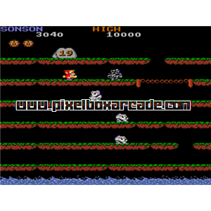 Pixelbox Arcade - Son Son (1984), a Platform / Shooter Scrolling game by Capcom