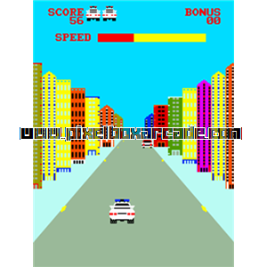 Pixelbox Arcade - Street Heat (1985), a Shooter / Driving (chase view) game by Epos Corporation