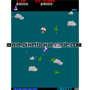 Pixelbox Arcade - Time Pilot (1982), a Shooter / Field game by Konami