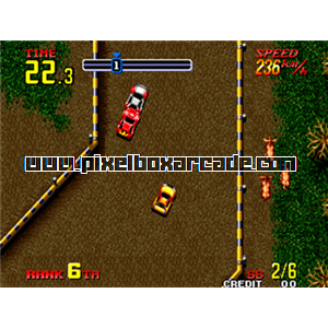 Pixelbox Arcade - Thrash Rally (1991), a Driving / Race game by Alpha Denshi Co.